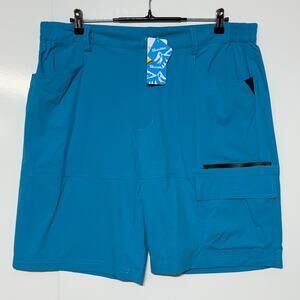 MagcoMsen Shorts Mens 38 Blue Cargo Elastic Waist Hiking Actual 38X10 NWT